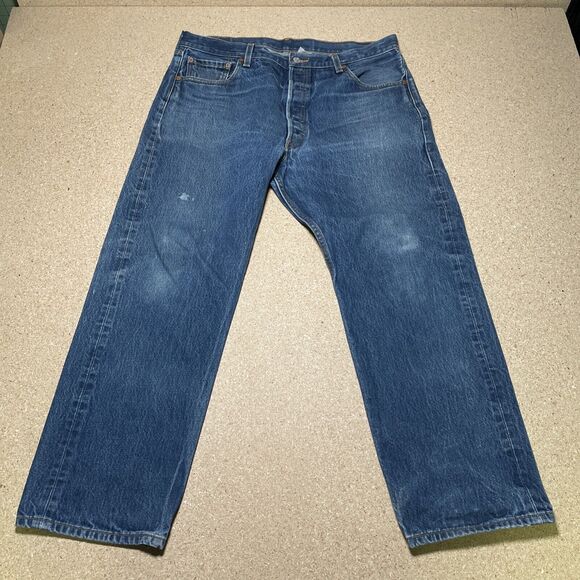 Vintage Levis 501 XX Jeans Adult 35x27 Blue Denim Button Fly Red Tab - Picture 1 of 10